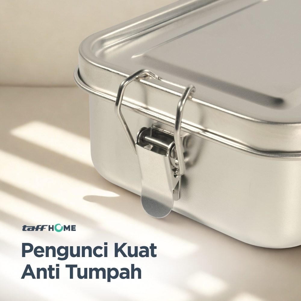 Gambar produk TaffHOME Kotak Makan Lunch Box Stainless Steel 304 2 Grid 1400ml - UP-14