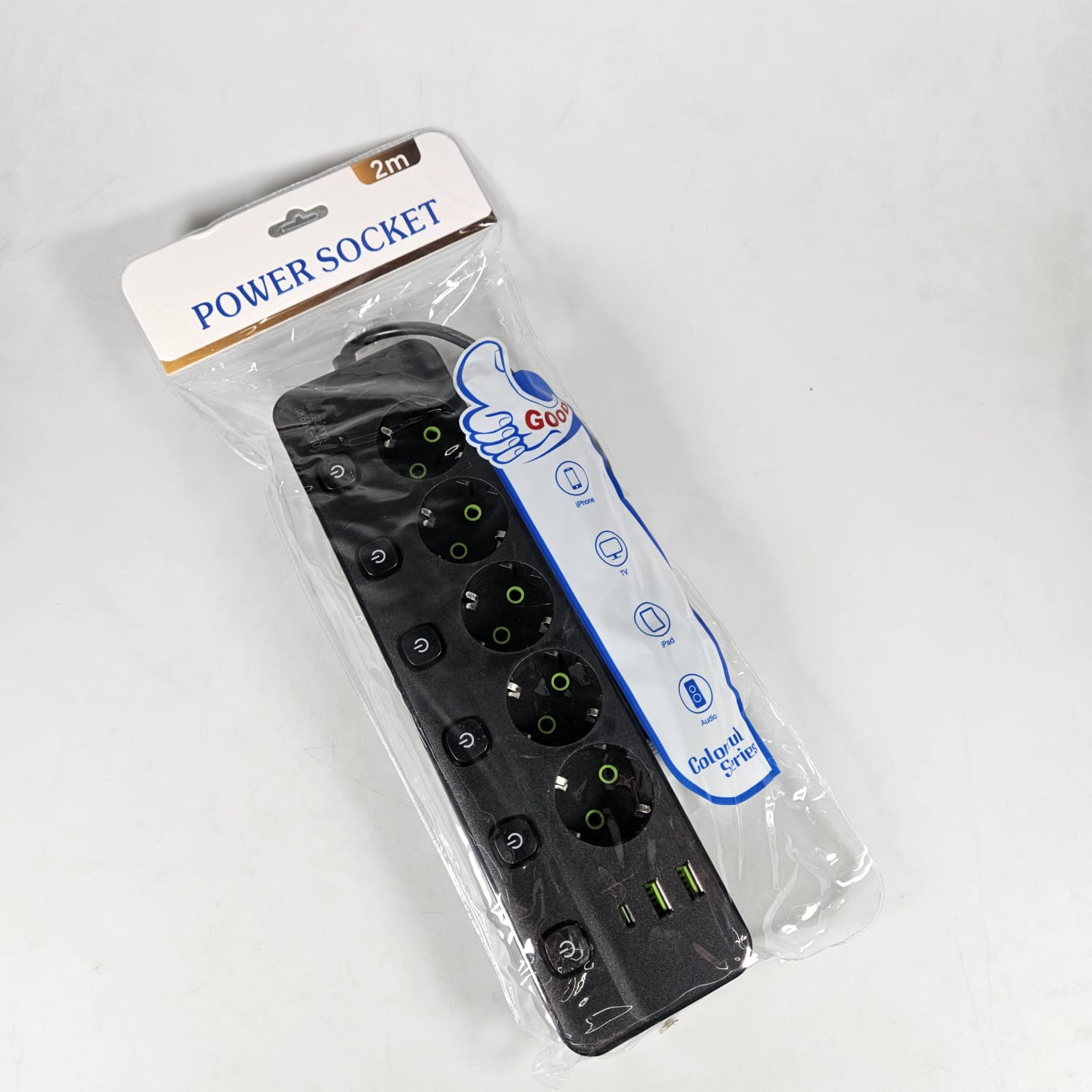 Gambar produk Taffware Stop Kontak 5 Lubang USB Type C EU Plug 10A 110-250V 2500W - QL-1098U