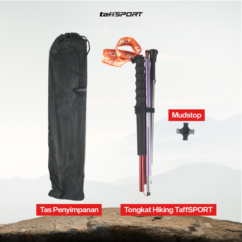 Gambar produk TaffSPORT Tongkat Hiking Lipat Trekking Pole Aluminium Alloy 120 cm - Z1802