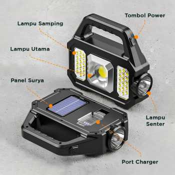 Gambar produk YD Senter Camping Lampu LED Solar Power Rechargeable COB - YD-2205A
