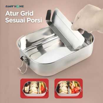Gambar produk TaffHOME Kotak Makan Lunch Box Stainless Steel 304 2 Grid 1400ml - UP-14
