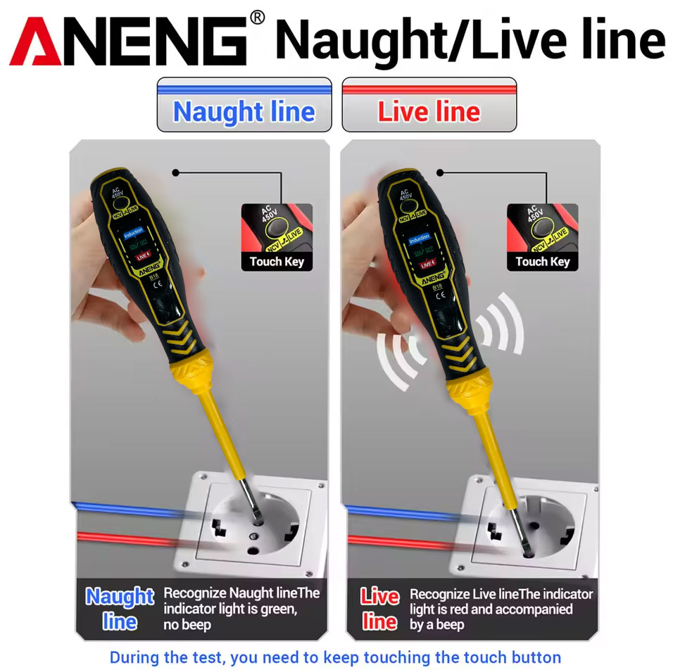 Gambar produk ANENG Obeng Tespen Tester Pen Highlight Voltage With 3 Indicator Obeng Minus - B18
