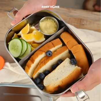 Gambar produk TaffHOME Kotak Makan Lunch Box Stainless Steel 304 2 Grid 1400ml - UP-14