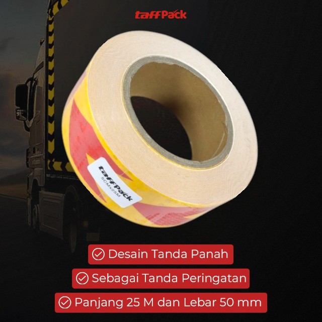 Gambar produk TaffPACK Stiker Reflektor Pemantul Cahaya Tanda Panah Warning Sign 25M 50mm - TP5