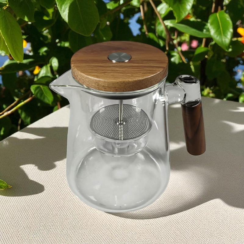Gambar produk MALAX Teko Teh Kaca Saringan Tahan Panas One Click Filter Teapot 800ml - ML-8