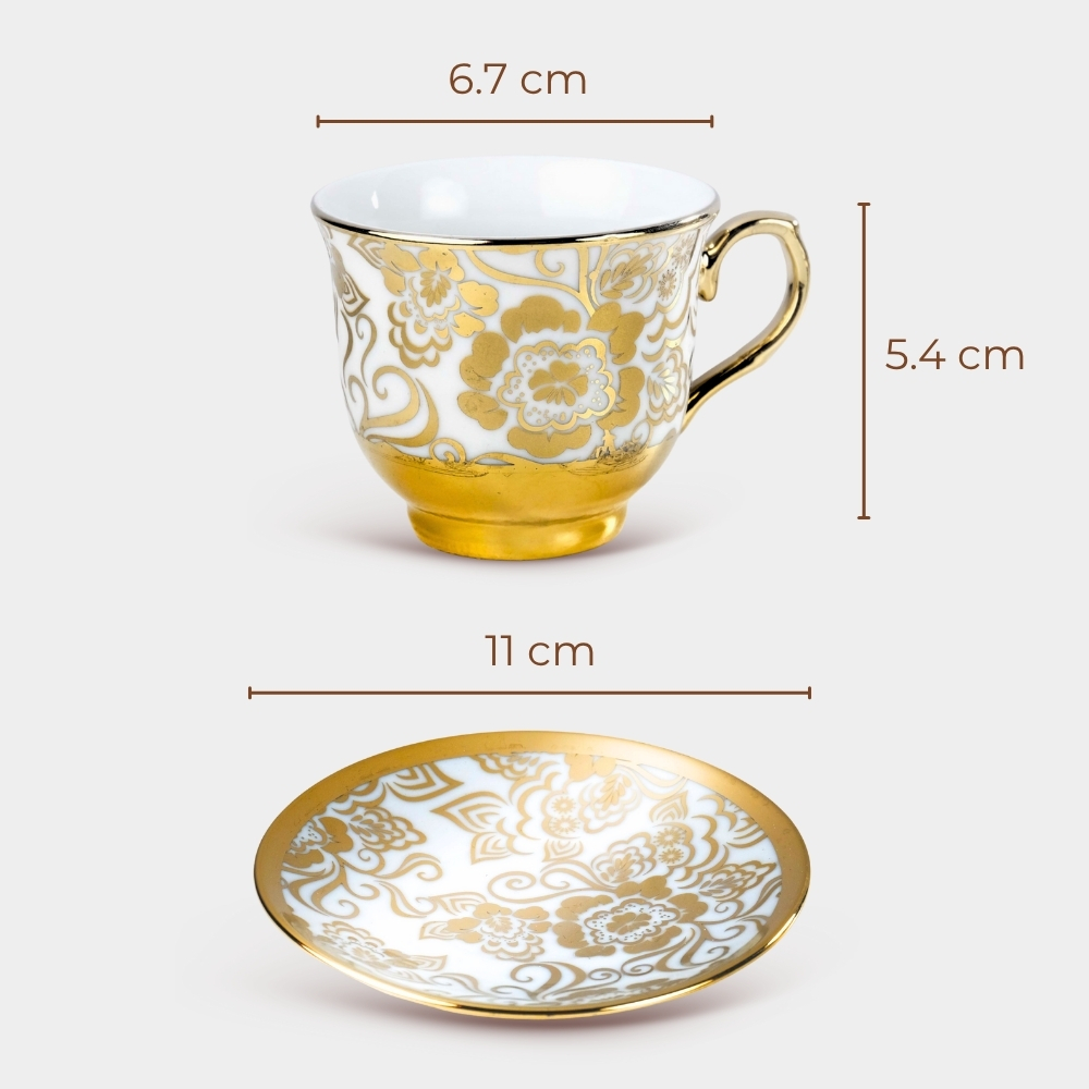 Gambar produk SF Set Cangkir Kopi Keramik 6in1 Electroplating Tea Coffee Cup 100ml B - SF141