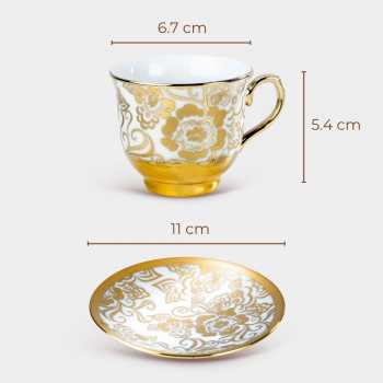 Gambar produk SF Set Cangkir Kopi Keramik 6in1 Electroplating Tea Coffee Cup 100ml B - SF141