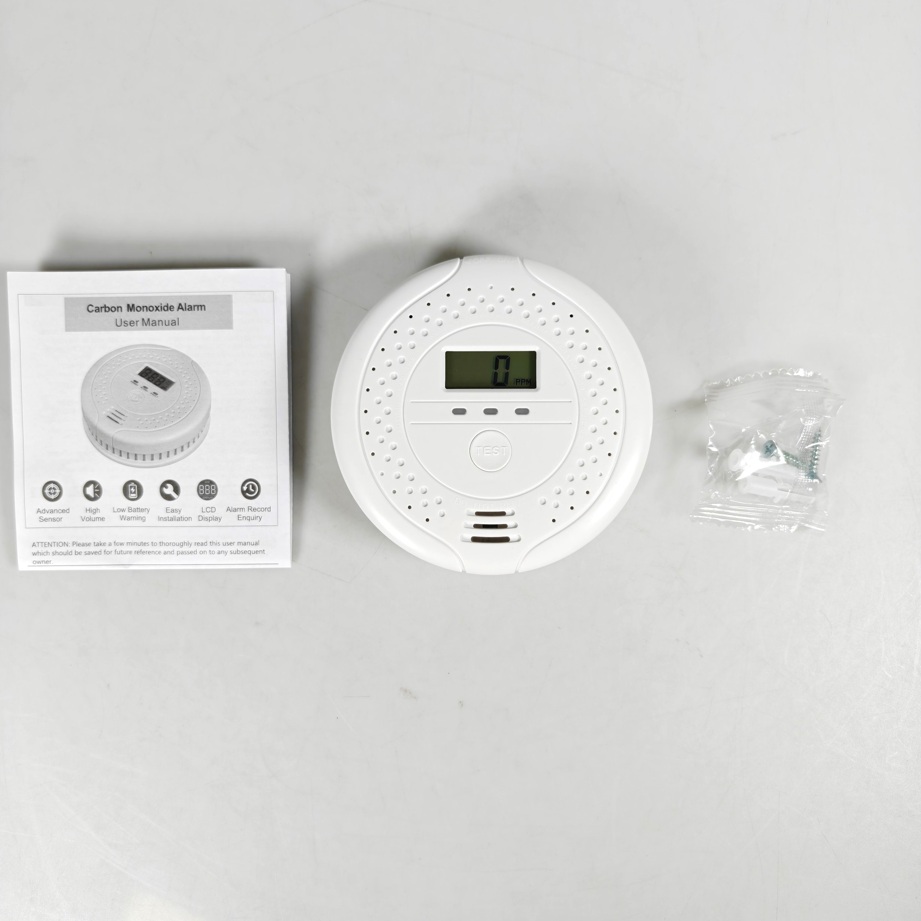 Gambar produk ATUOTIN Alat Deteksi Gas Bocor Alarm High Sensitive Sensor LCD Screen - WJ-CO101