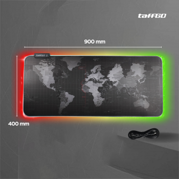 Gambar produk TaffGO Gaming Mouse Pad XL Peta Dunia with LED RGB 400x900x4mm - RGB-03