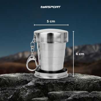 Gambar produk TaffSPORT Gelas Lipat Stainless Steel Foldable Cup Carabiner 69ml - BS75