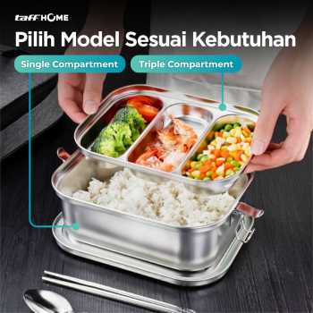 Gambar produk TaffHOME Kotak Makan Lunch Box Stainless Steel 304 2L Triple Compartment - HS233