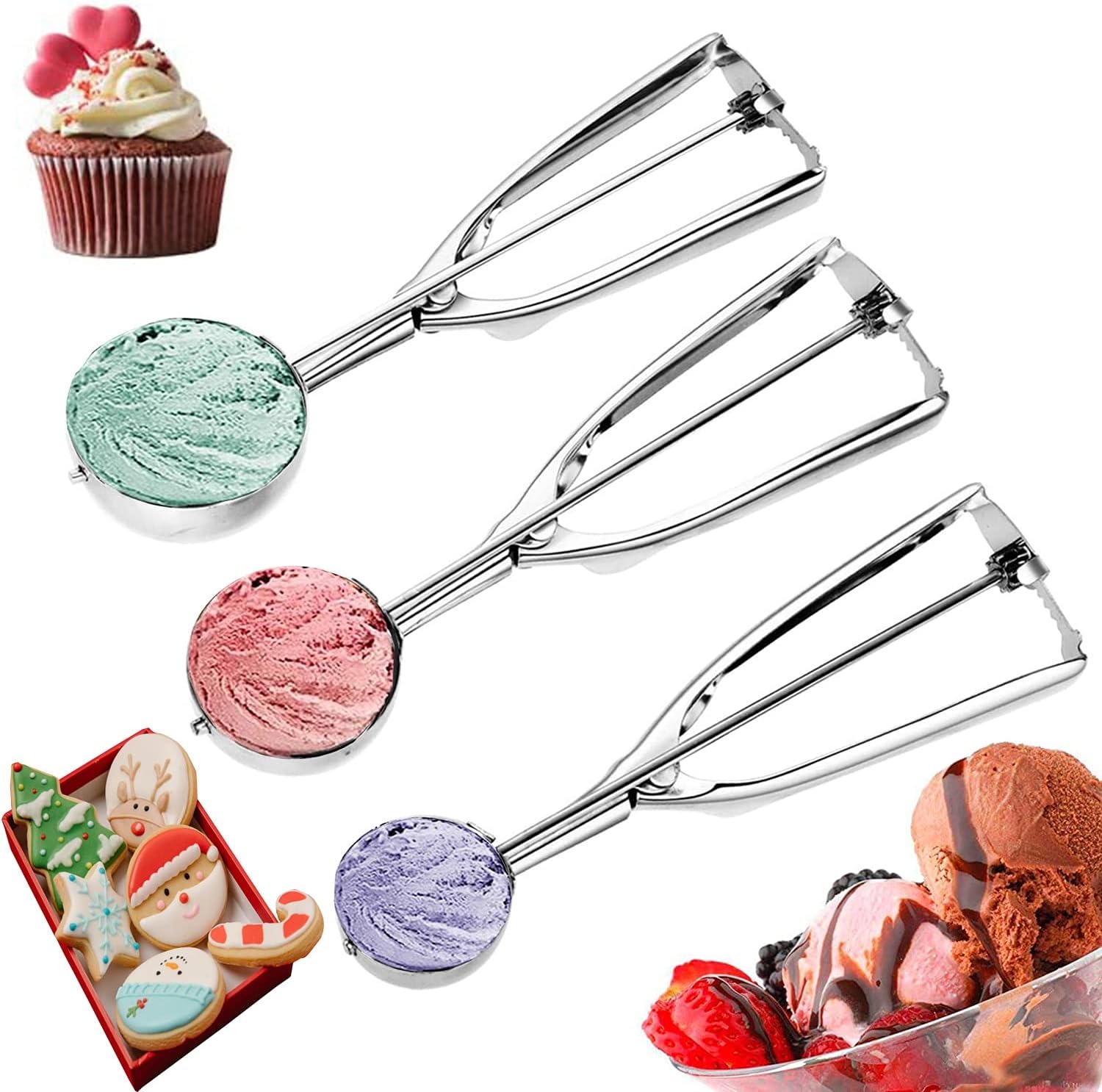 Gambar produk AXV Sendok Takar Es Krim Scoop Stainless Steel Spring Handle Medium - AX-24