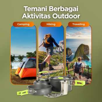 Gambar produk Yofeil Set Alat Masak Outdoor Camping Nesting Cooking Set Aluminium - DS-308