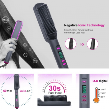 Gambar produk DUTRIEUX Sisir Catok Pelurus Rambut Hair Straightener Brush 35W - ZF-888