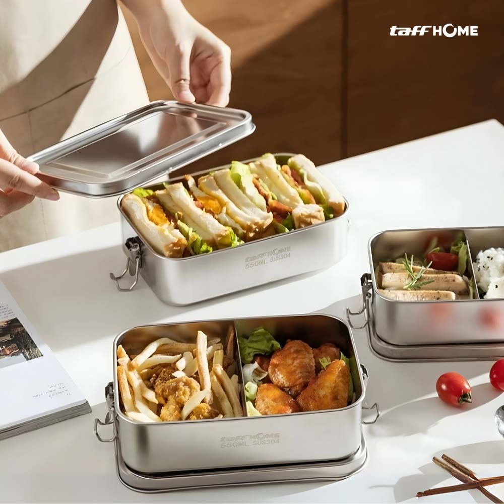 Gambar produk TaffHOME Kotak Makan Lunch Box Stainless Steel Single Layer 550ml - UP55