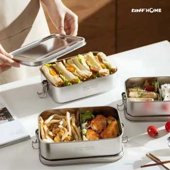 Gambar produk TaffHOME Kotak Makan Lunch Box Stainless Steel Single Layer 550ml - UP55
