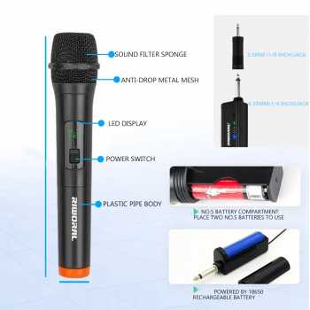 Gambar produk RIWORAL Mikrofon Karaoke Wireless Cardioid Microphone 2.4G 800mAh - RI-28