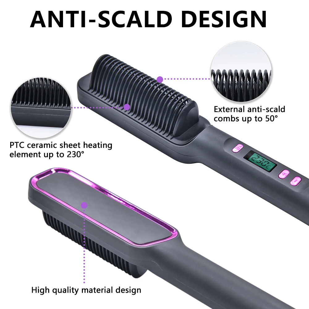 Gambar produk DUTRIEUX Sisir Catok Pelurus Rambut Hair Straightener Brush 35W - ZF-888