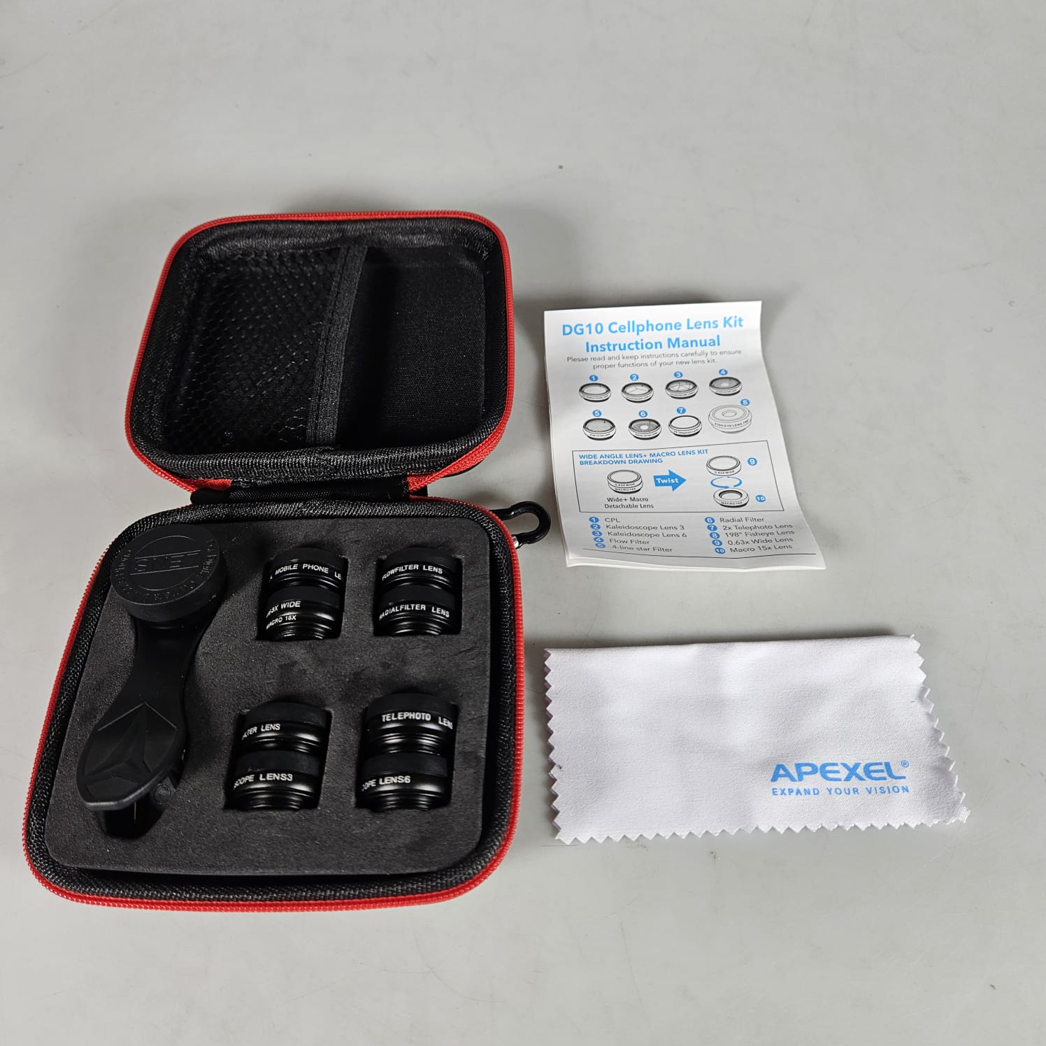 Gambar produk APEXEL 10in1 Lensa Kamera Fisheye Macro Wide Tele CPL Kale Filter - APL-DG10