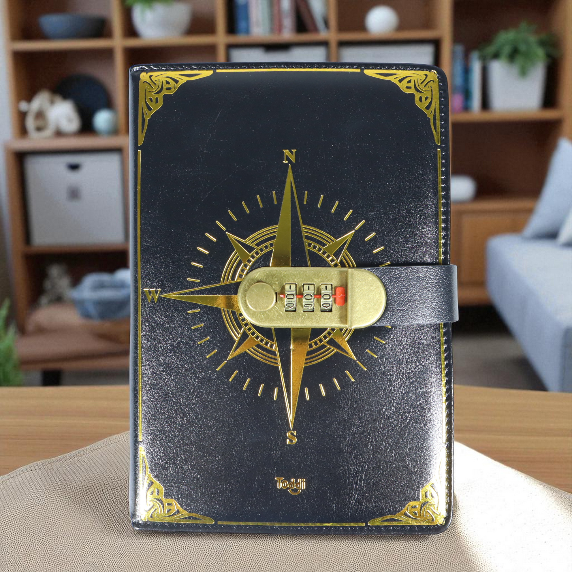 Gambar produk Toddi Buku Jurnal Leather Notebook Diary 300 Halaman with Lock - JJ-03