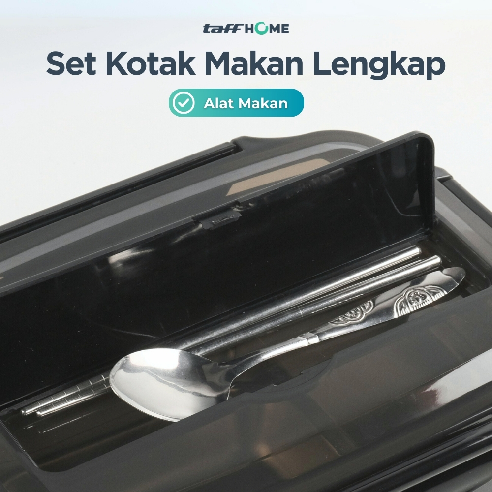 Gambar produk TaffHOME Kotak Makan Lunch Box Stainless Steel 3 Grid 1L - OU1000