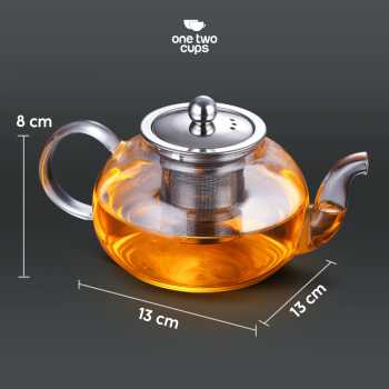 Gambar produk One Two Cups Teko Teh Kaca Saringan Tahan Panas Api Infuser Teapot 600ml - TP-759