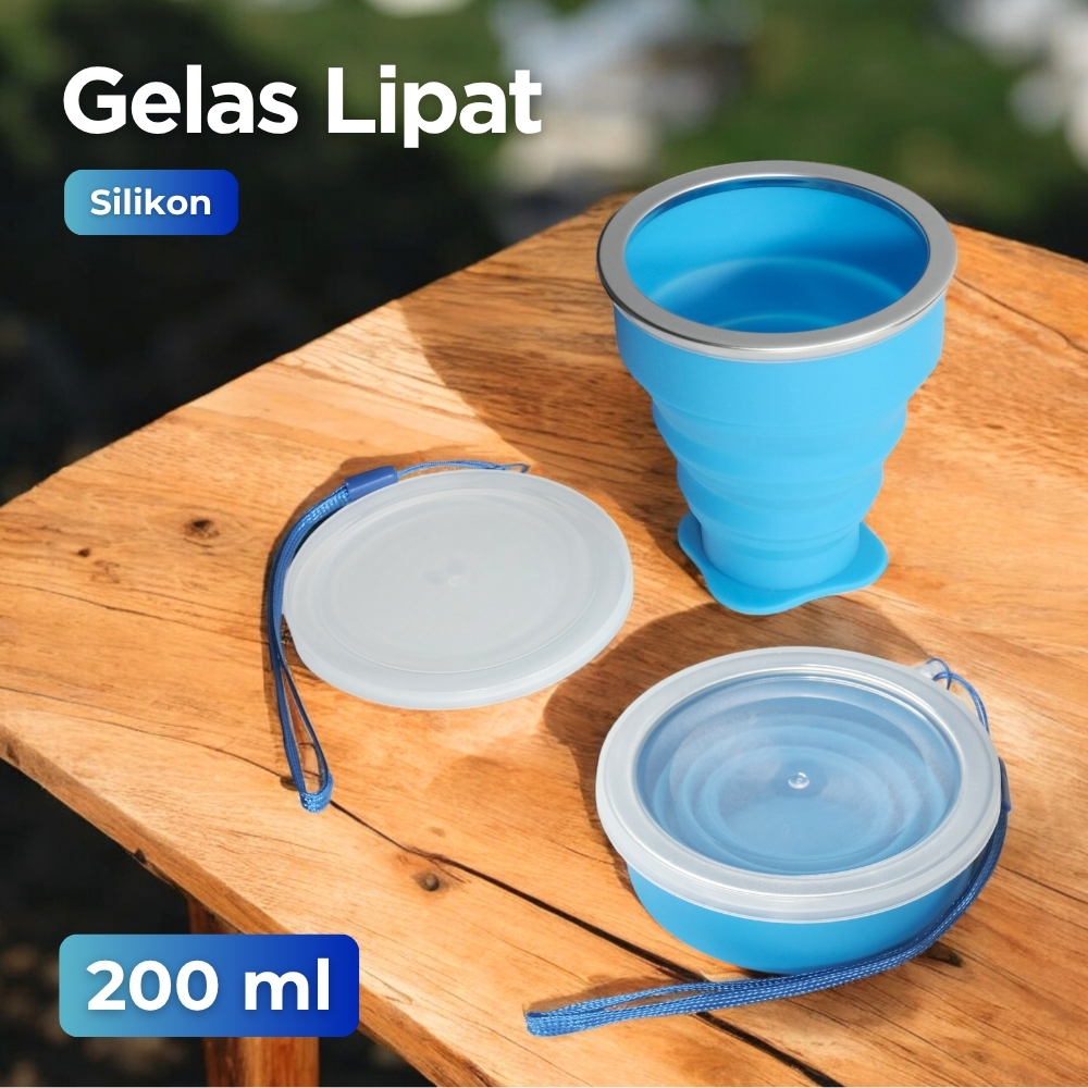 Gambar produk Gelas Lipat Silikon Foldable Cup with Strap 200ml - GYBL559