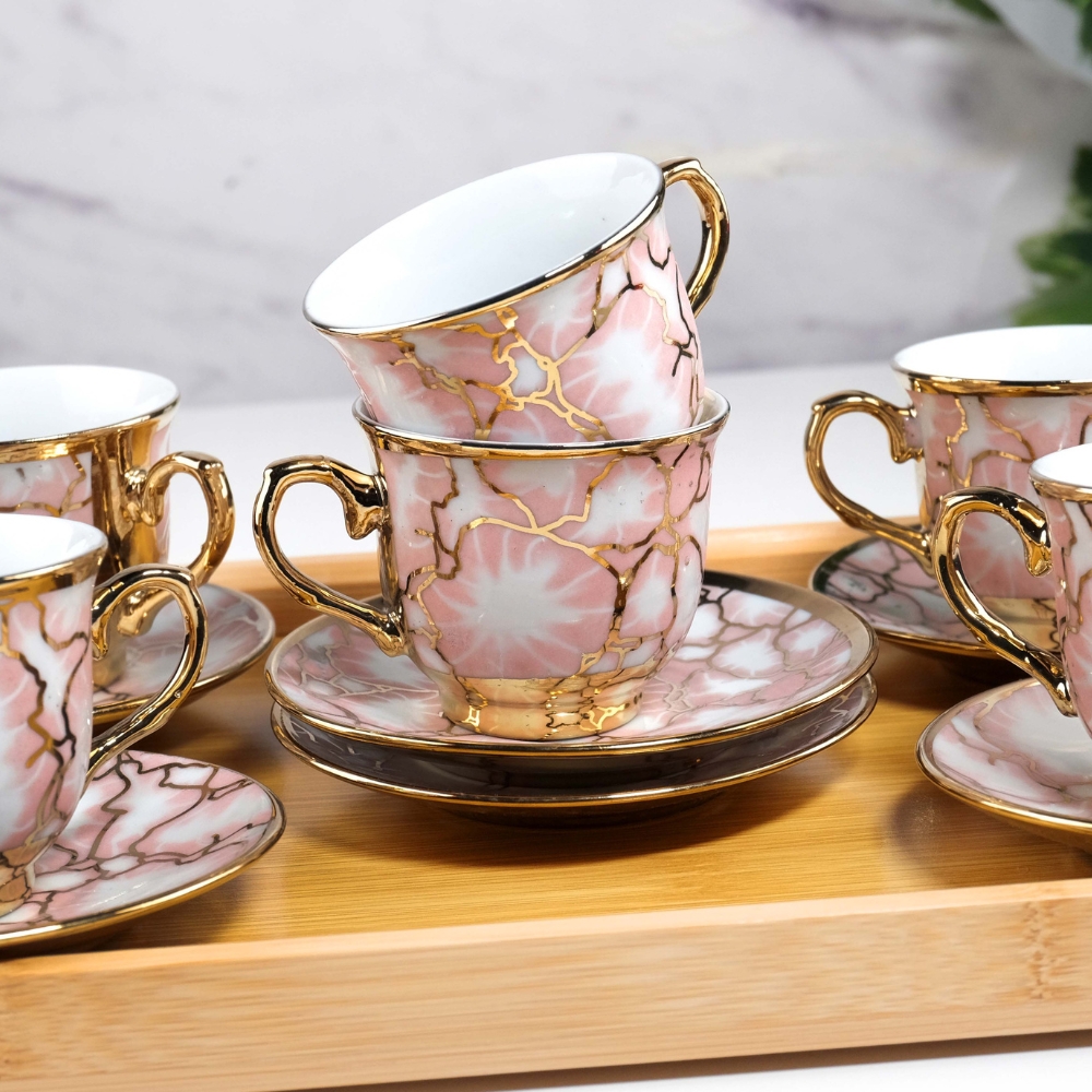 Gambar produk SUNFILI Set Cangkir Kopi Keramik 6in1 European Style Coffee Cup 90ml - B151