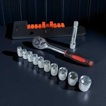 Gambar produk NEW TOOLS Set Kunci Shock Ratchet Wrench 1/2 Handle Drive CR-V 12 PCS - INU36