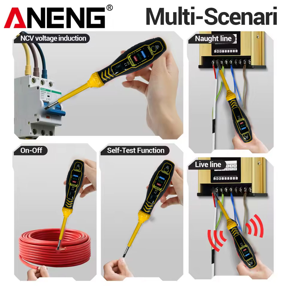 Gambar produk ANENG Obeng Tespen Tester Pen Highlight Voltage With 3 Indicator Obeng Minus - B18