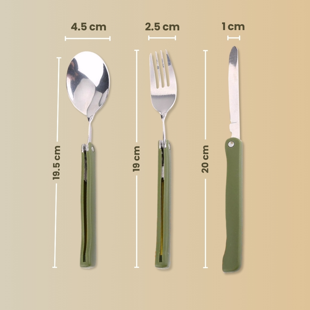 Gambar produk YOUGLE Set Alat Makan Sendok Garpu Lipat Portable Cutlery Swiss Army - A009