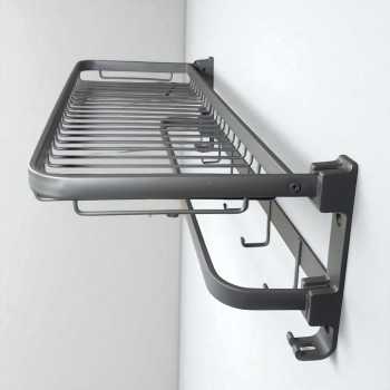 Gambar produk KABEI Rak Dinding Kamar Mandi 2 Layer Gantungan Handuk Lipat Aluminium - KB57
