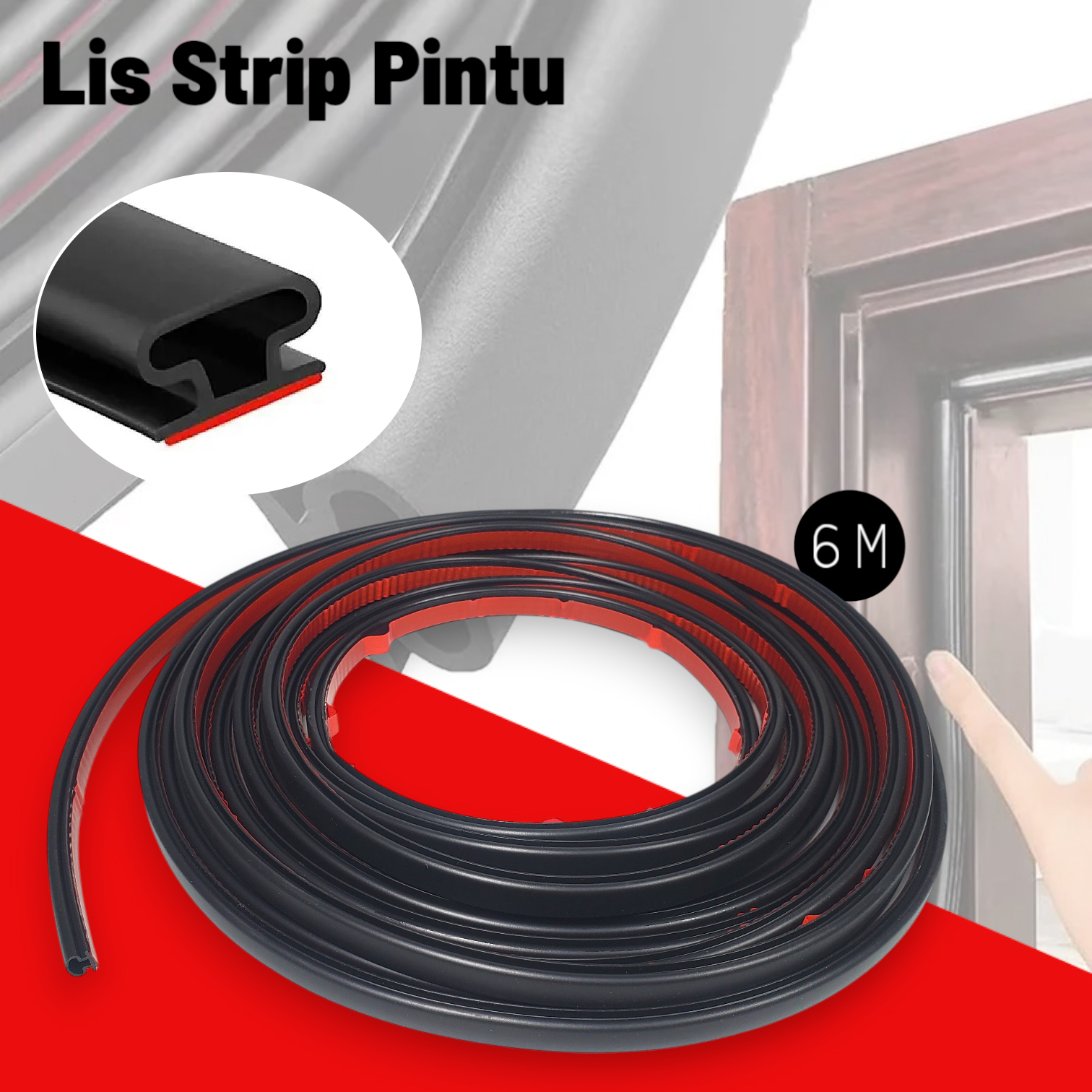 Gambar produk Shudyear Lis Strip Pintu Door Noise Insulation Sealing Tape 6M - SD6
