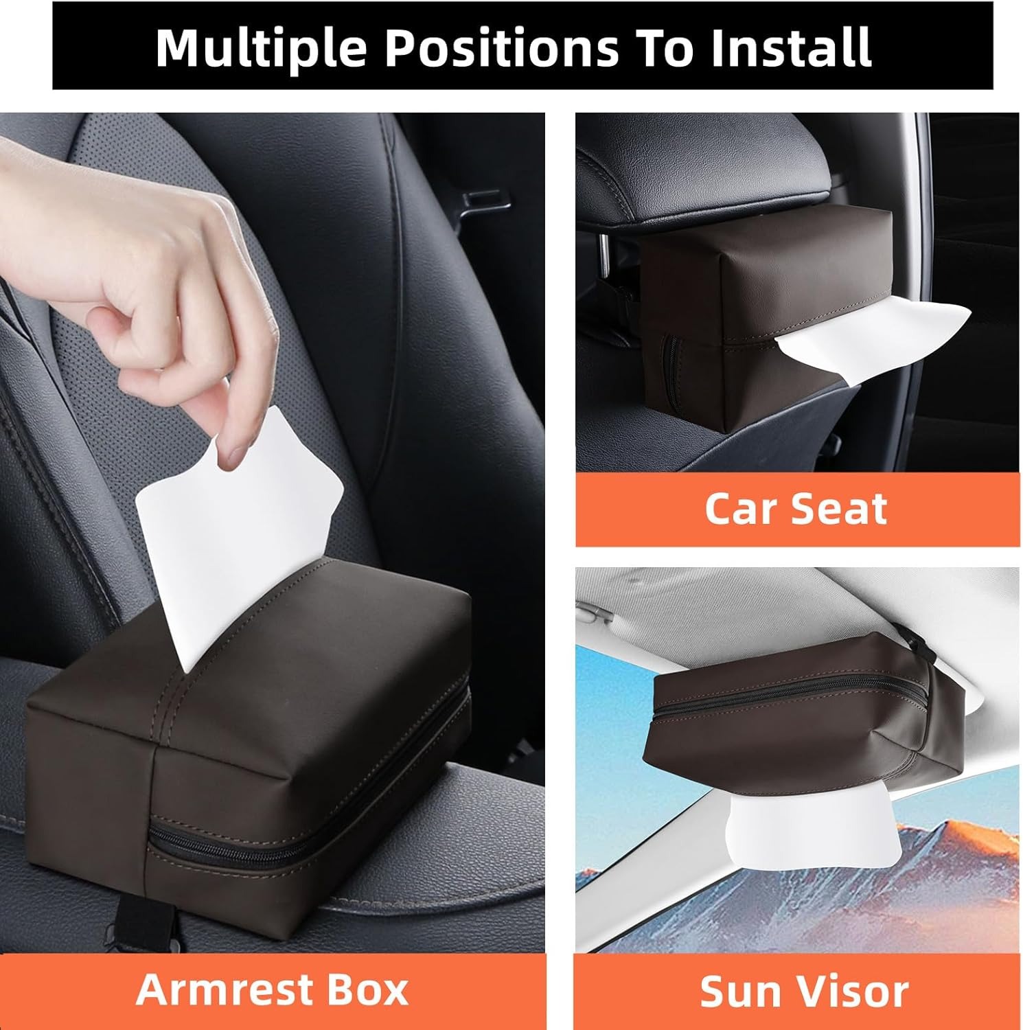 Gambar produk KUSH Tempat Tisu Mobil Multifunctional Car Tissue Box Nappa Leather - K-7