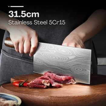 KOBACHI Pisau Daging Damascus Pattern Steel 5Cr15 31.5cm Cleaver Knife - DMC4