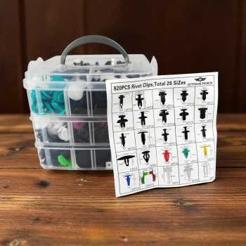 OTOHEROES Baut Rivet Mobil Joint Clip dengan Pengungkit 820 PCS - HS023