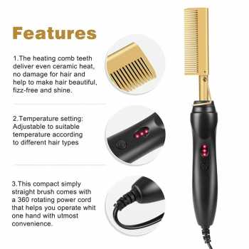 Gambar produk HAOYUMA Catokan Sisir Pelurus Rambut Straightening Comb Adjustable 40W - H1110