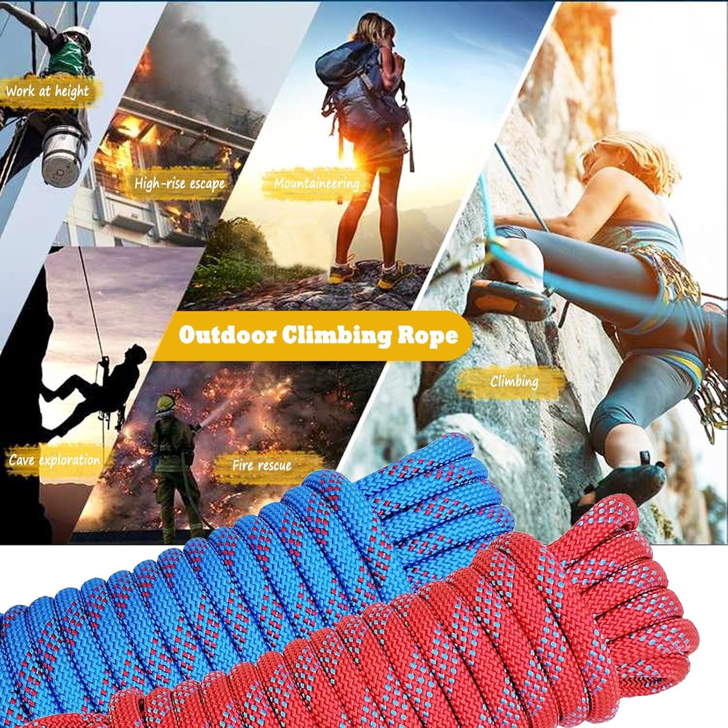 Gambar produk HIWALKE Tali Panjat Tebing Climbing Rope Outdoor Darurat 12mm 30M - HW13