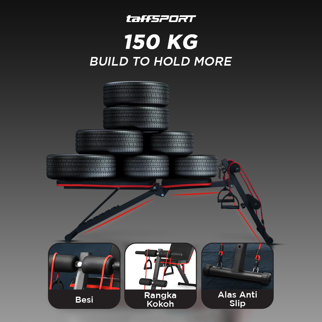 Gambar produk TaffSPORT Alat Fitness Gym Abdominal Perut Bench Press Foldable - AD-23