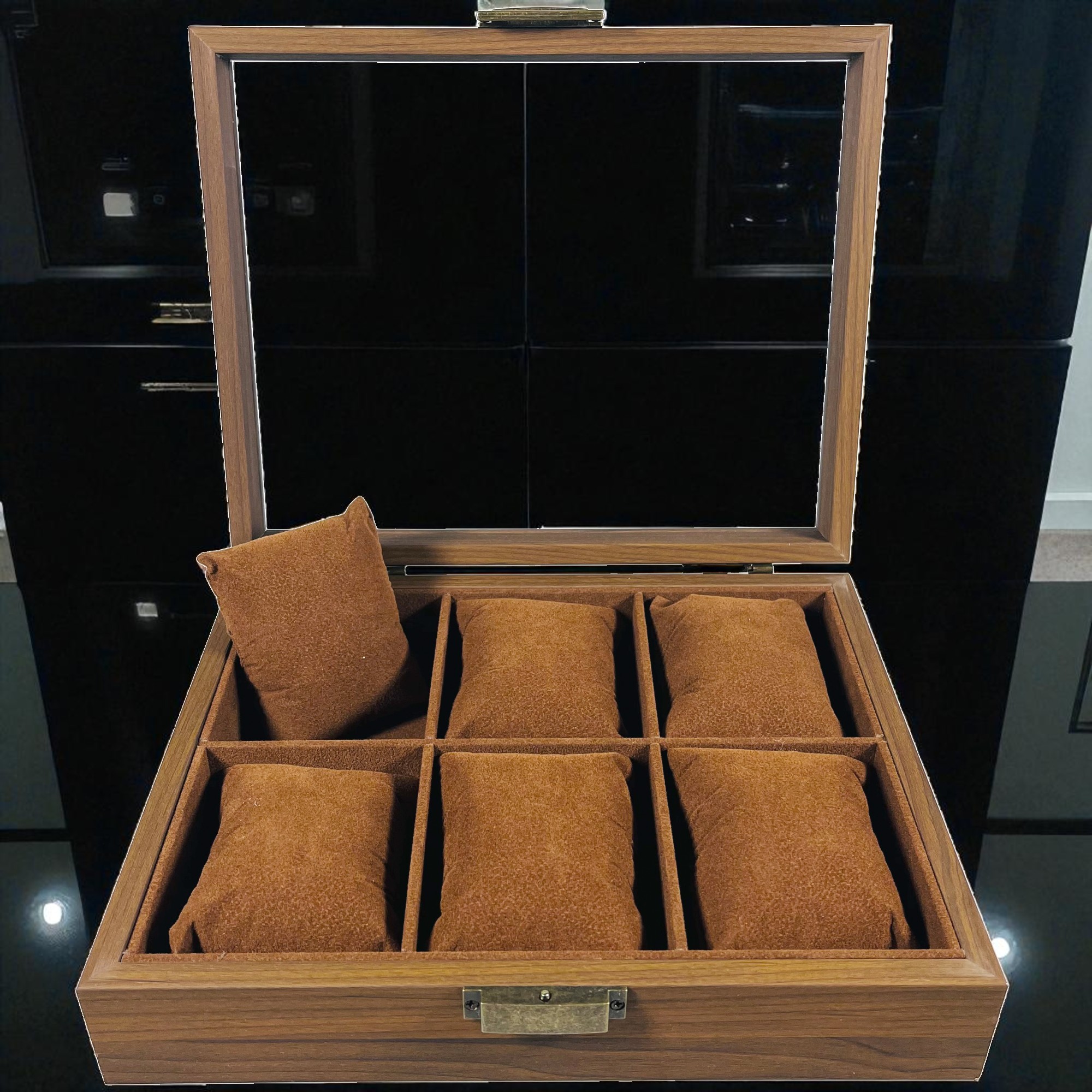 Gambar produk WBOX Kotak Jam Tangan Storage Organizer Wooden Elegant Watch Box 6 Slot - SKW148/SKW147