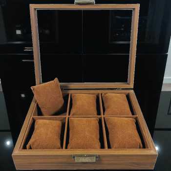Gambar produk WBOX Kotak Jam Tangan Storage Organizer Wooden Elegant Watch Box 6 Slot - SKW148/SKW147