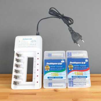 Gambar produk Doublepow Charger Baterai Rechargeable 6 Slot AA AAA with AA AAA 6 PCS - DP-B06