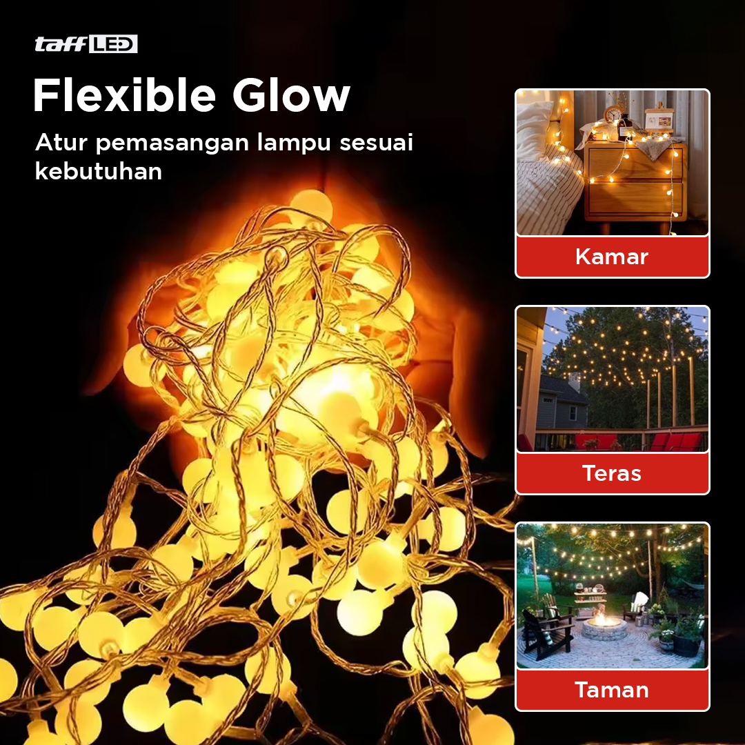 Gambar produk TaffLED Lampu Hias Gantung String Lights Model Bohlam Mini Waterproof 6M - ZYD0931