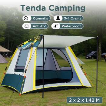 HOUKAI Tenda Camping Lipat Otomatis 3-4 Orang Waterproof - YZTP