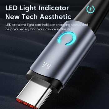 Gambar produk Toocki Kabel Data USB Type C Fast Charging Braided LED Light 66W 6A 25cm - TQ-X02
