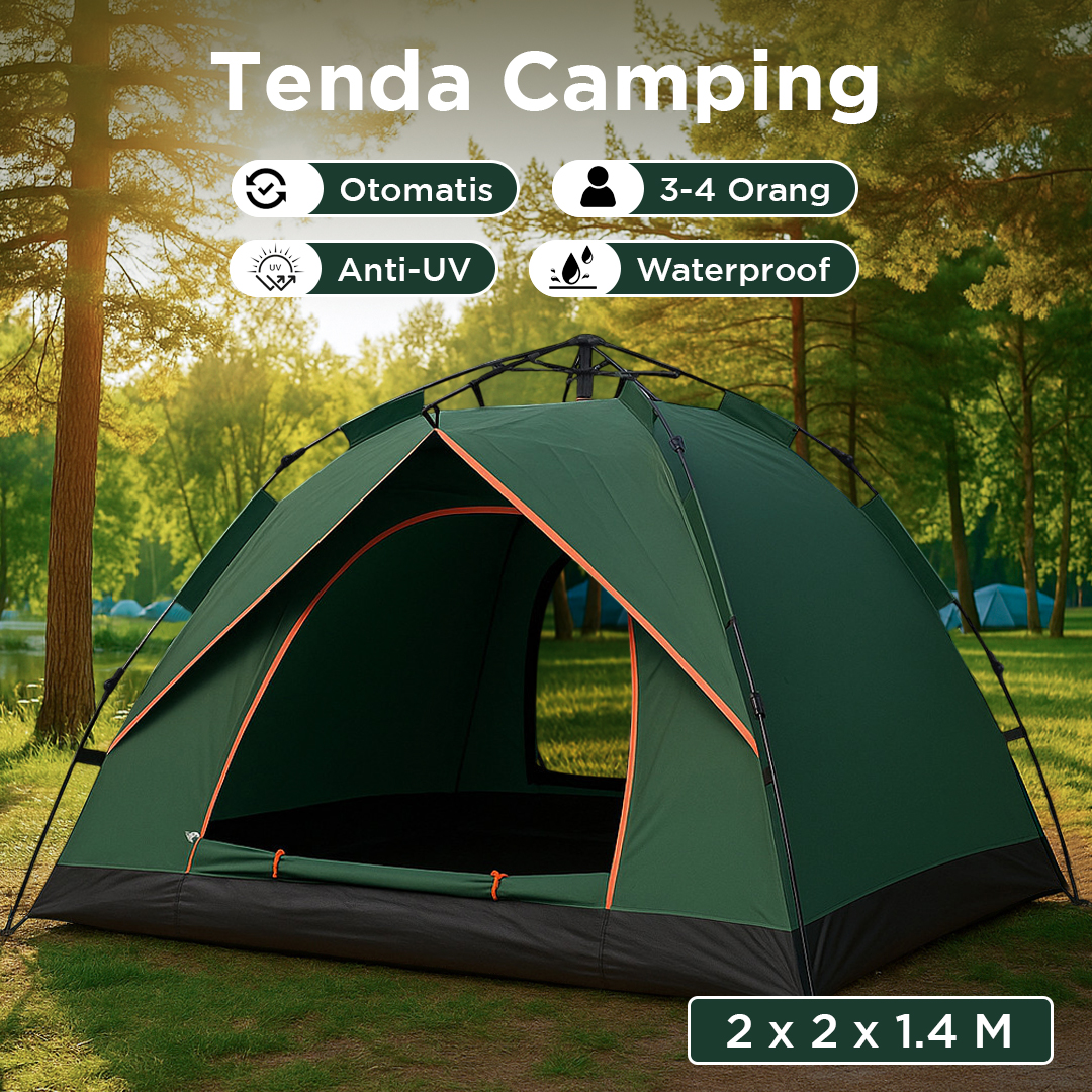 Gambar produk AstaGear Tenda Camping Lipat Otomatis 3-4 Orang Single Layer - SH-014