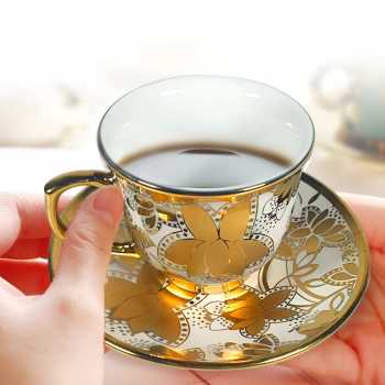 Gambar produk SF Set Cangkir Kopi Keramik 6in1 Electroplating Tea Coffee Cup 100ml A - SF141