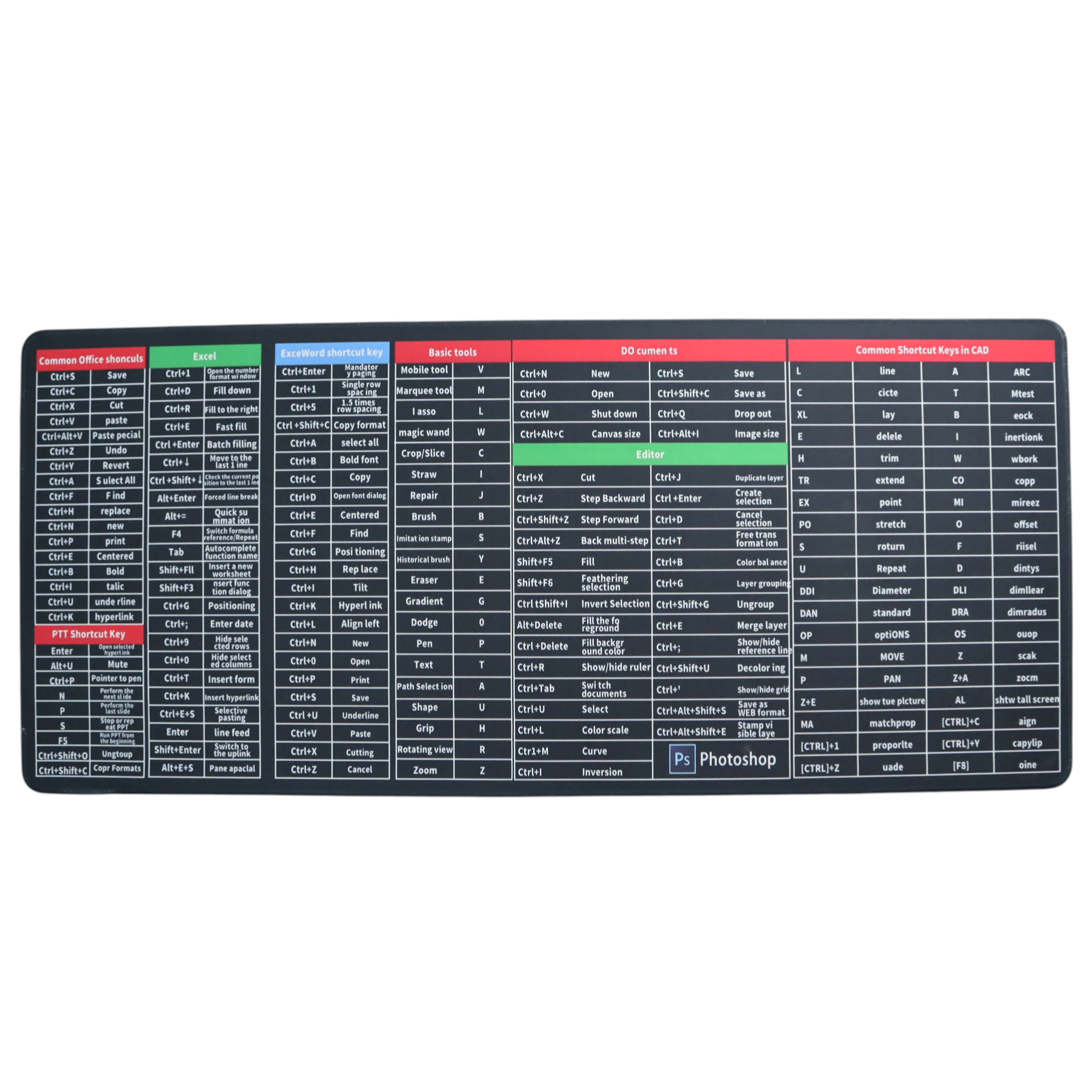 Gambar produk Mousey Office Mouse Pad Desk Mat Motif Keyboard Shortcuts Anti Slip 400x900x2mm - MOS002
