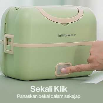Gambar produk BILLBEAR Kotak Makan Pemanas Elektrik Double Layer Lunch Box 2 Bowl 2L - BE-FH888
