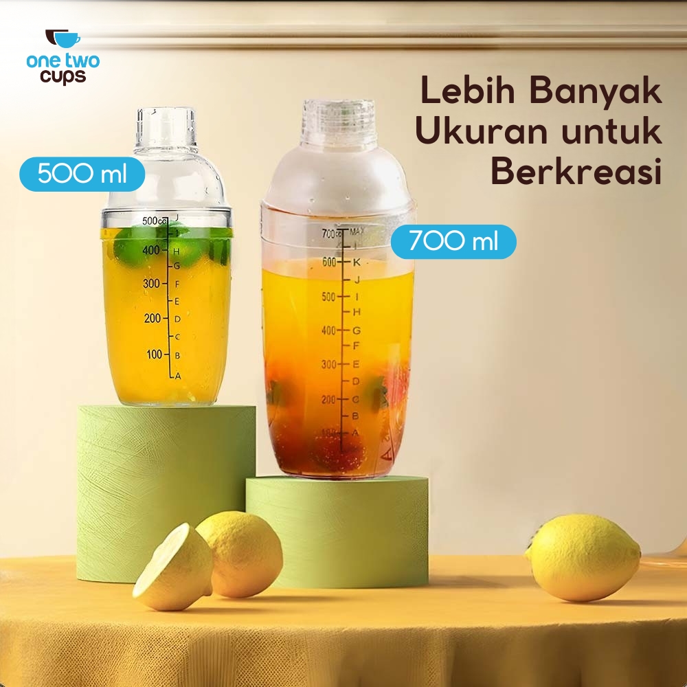 Gambar produk One Two Cups Cocktail Shaker Mixer Bartender Cobbler Cup Style 500ml - B0569